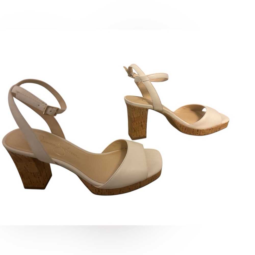 Jessica Simpson JP-Ellar Bright White
Tan Women Heels Sandals Shoes 6.5